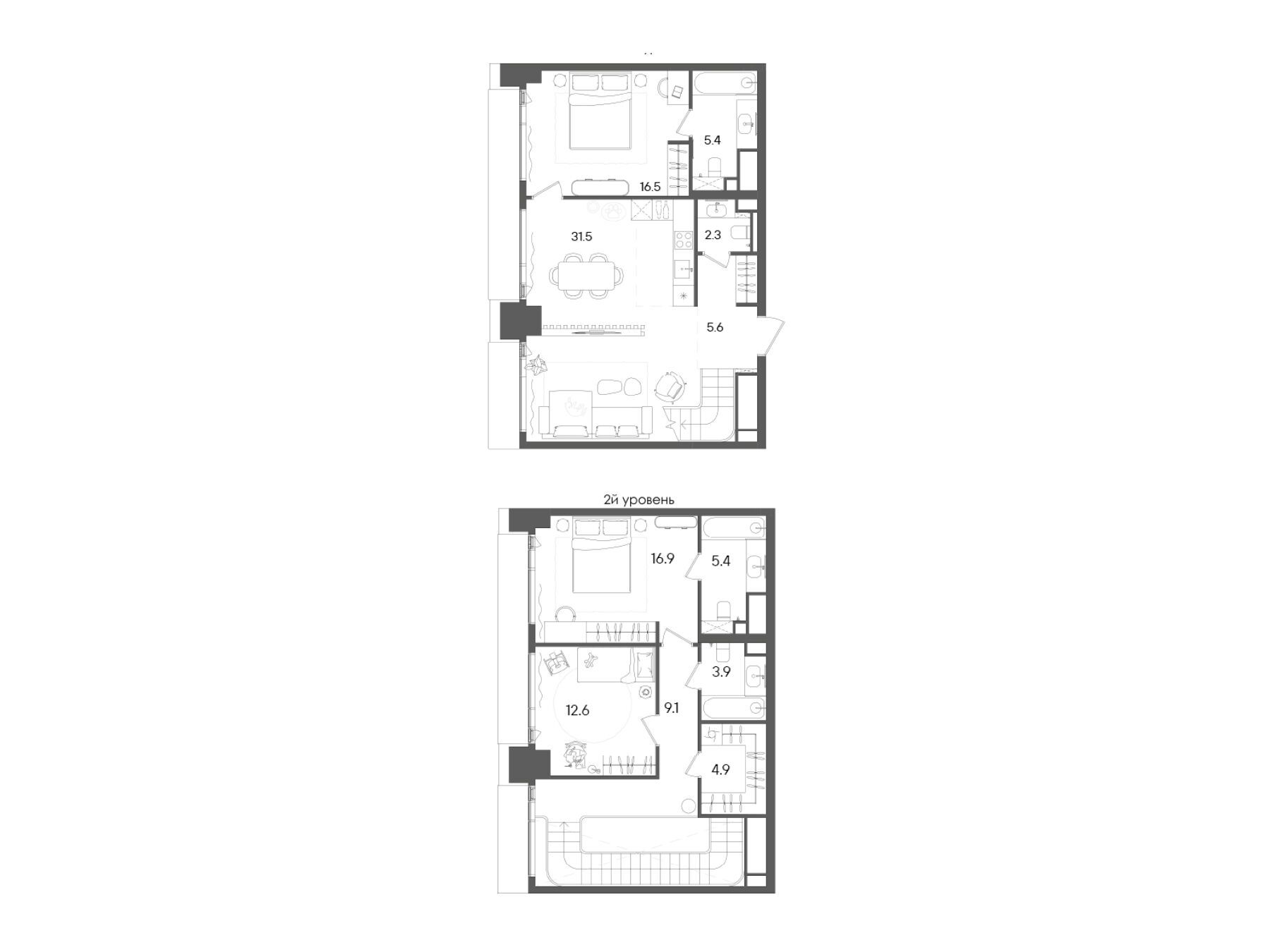 Планировка: 3-комн. квартира 114.10 м² в новостройке Стоун Грэйн