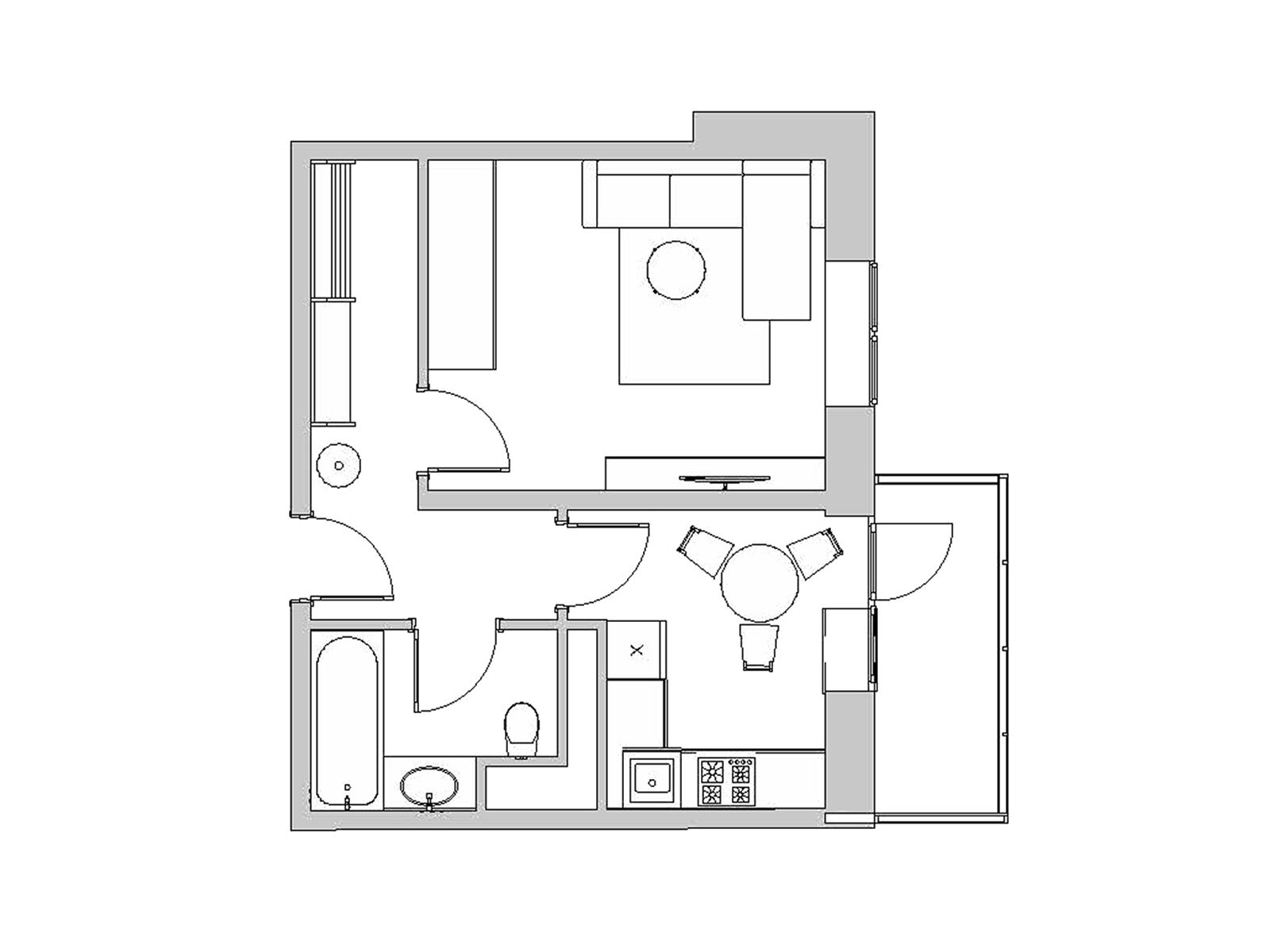 Планировка: 1-комн. квартира 40.10 м² в новостройке Высокий берег