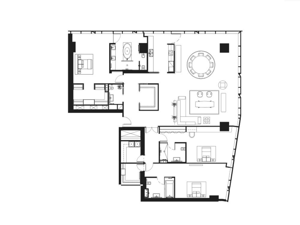 Планировка: 4-комн. квартира 292.10 м² в новостройке Око