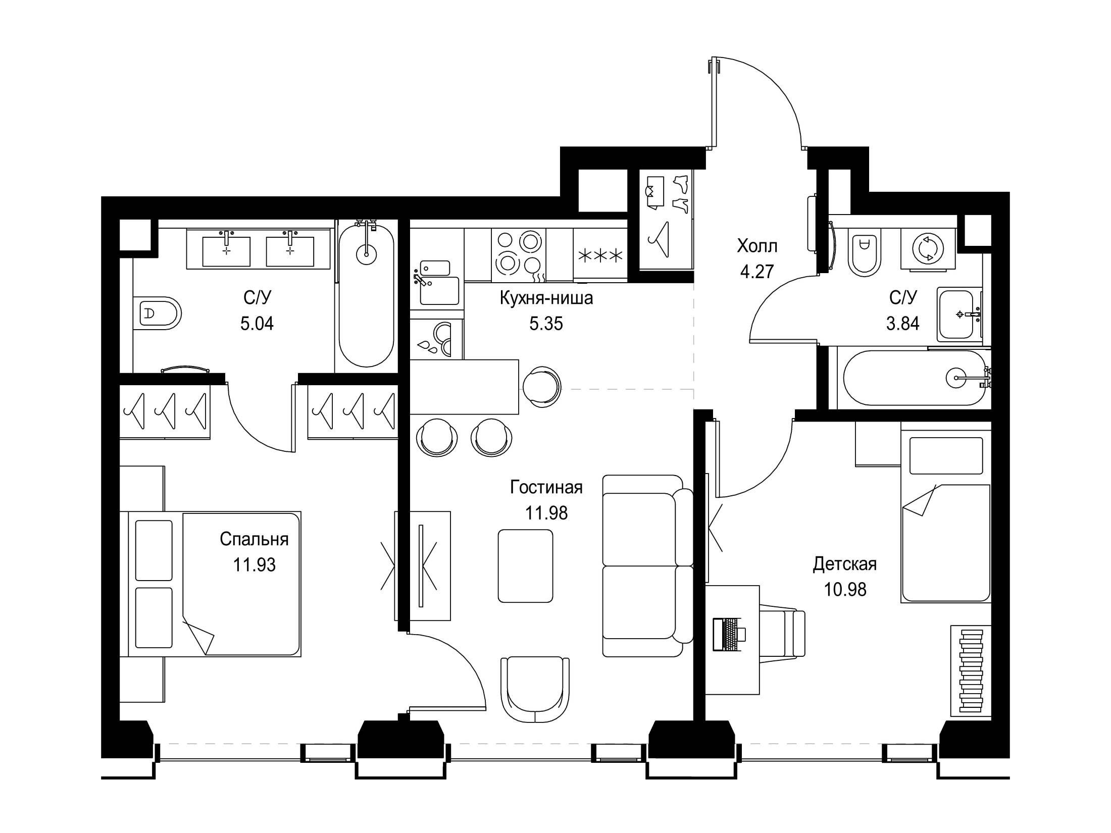 Планировка: 2-комн. квартира 53.39 м² в новостройке ЖК Сет