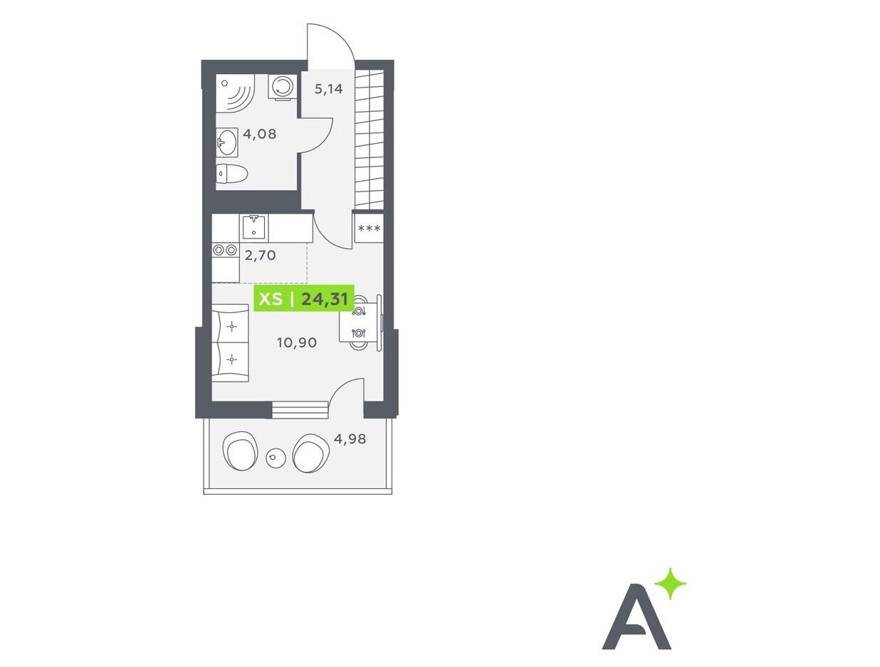 Планировка: Студия 25.02 м² в новостройке Аквилон Верба