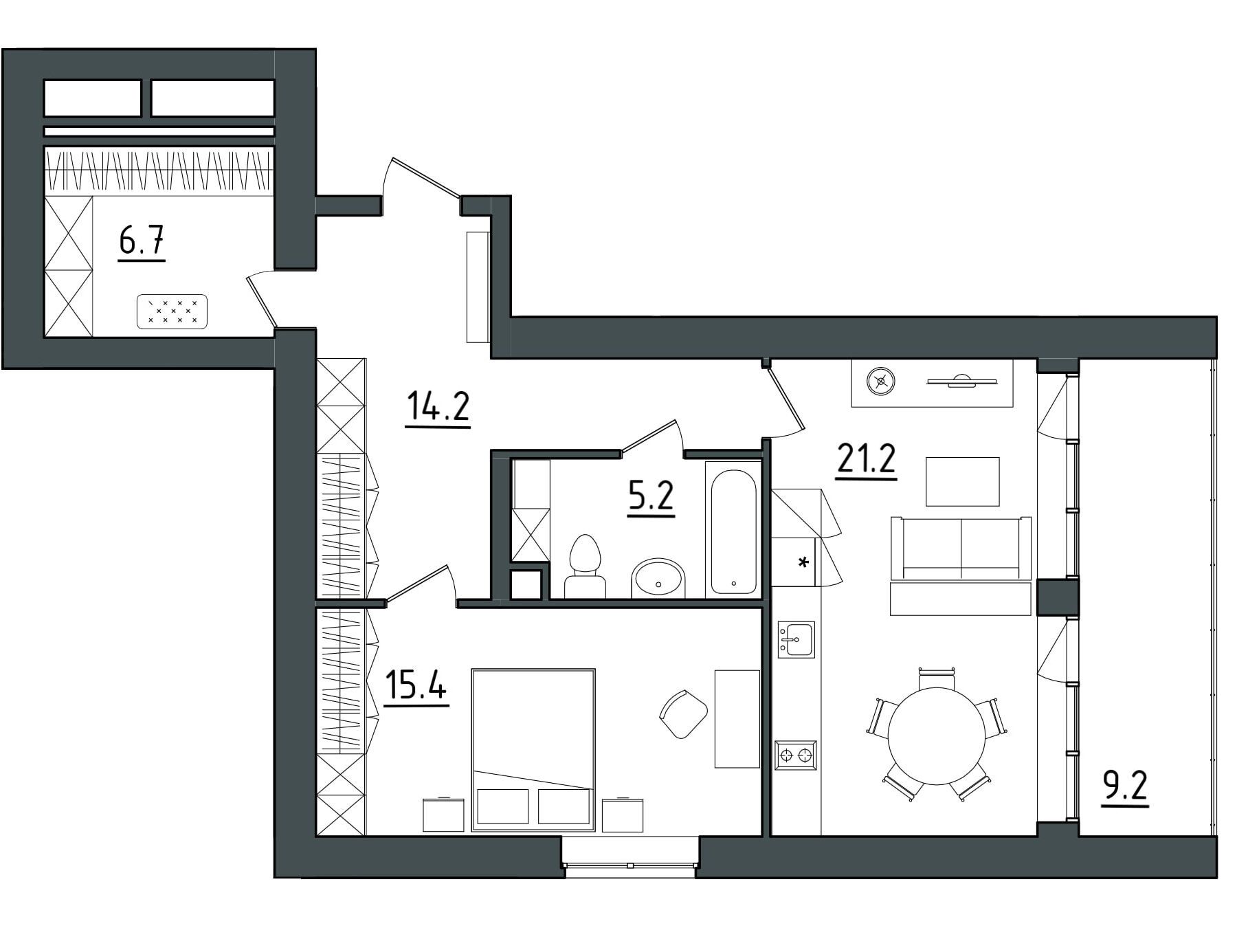 Планировка: 1-комн. квартира 71.80 м² в новостройке Морская Ривьера