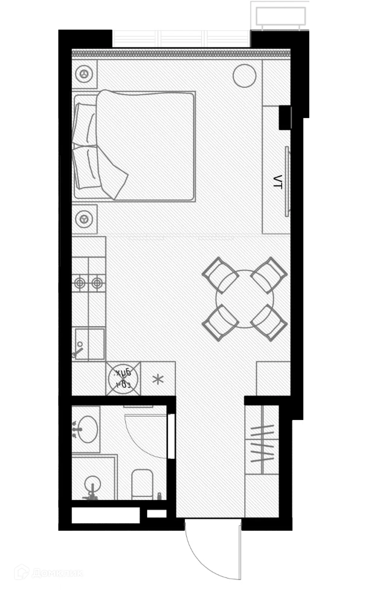 Планировка: Студия 29.60 м² в новостройке Оливия