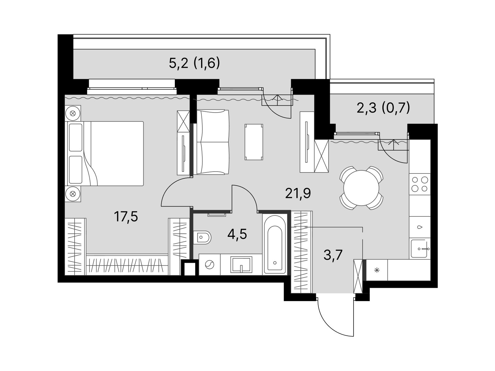 Планировка: 2-комн. квартира 49.90 м² в новостройке Симоновский вал