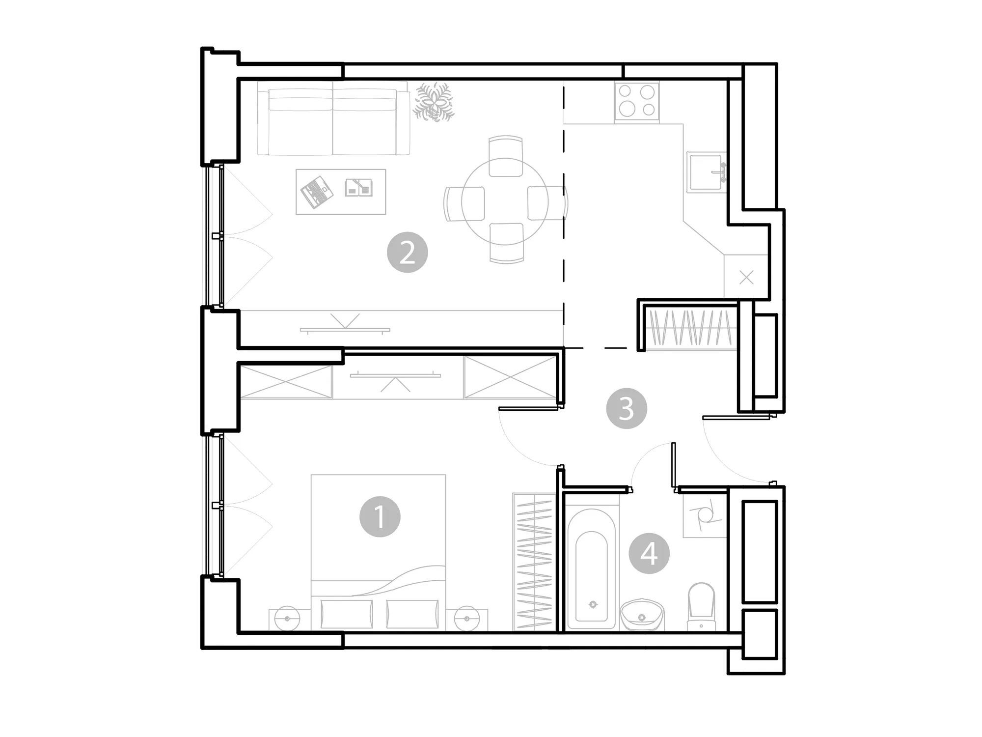 Планировка: 2-комн. квартира 50.03 м² в новостройке Эвопарк Сокольники