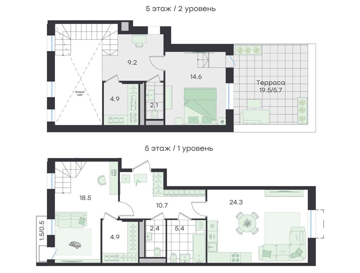 Планировка: 3-комн. квартира 103.20 м² в новостройке Джи Три Театральный