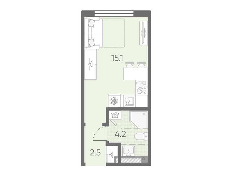 Планировка: Студия 21.80 м² в новостройке Пулково Лайк