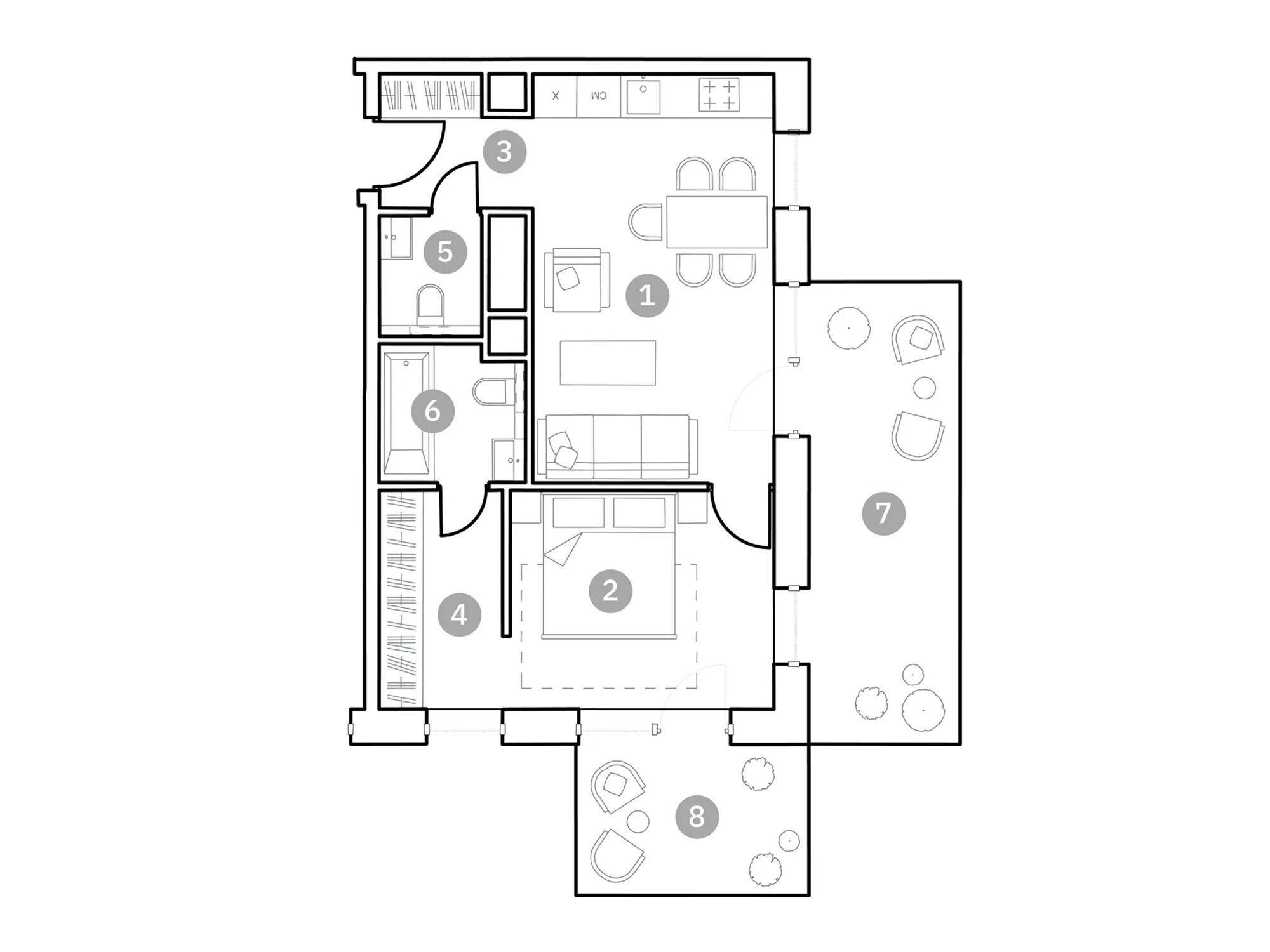 Планировка: 2-комн. квартира 61.50 м² в новостройке ФизтехСити