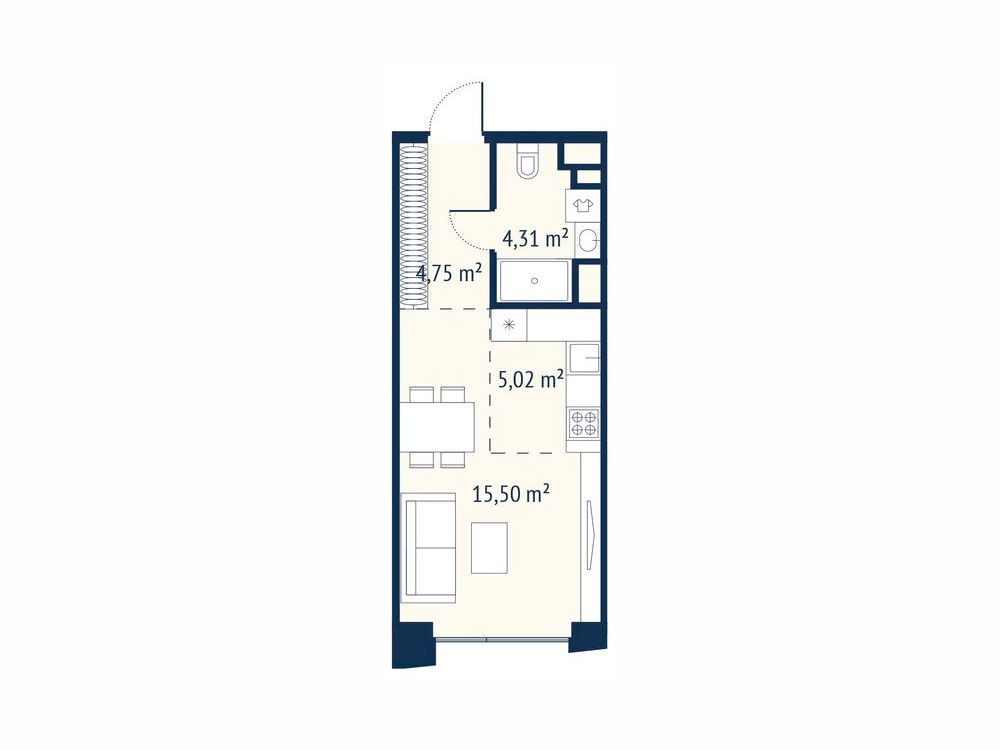 Планировка: Студия 29.90 м² в новостройке Первый Нагатинский