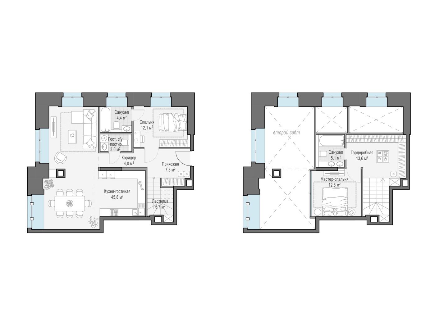Планировка: 2-комн. квартира 113.50 м² в новостройке Дом на Чистых прудах «Фон Дессин»