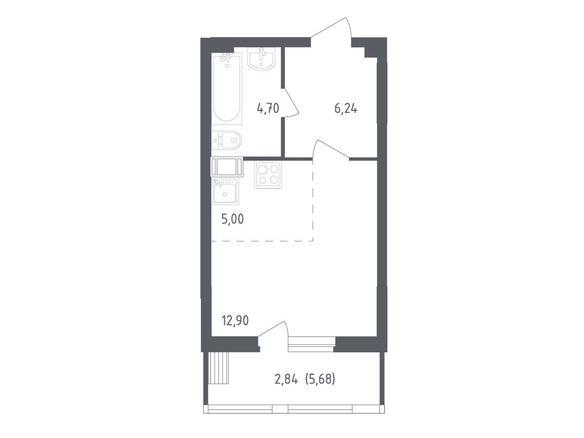 Планировка: Студия 31.50 м² в новостройке Егорово Парк
