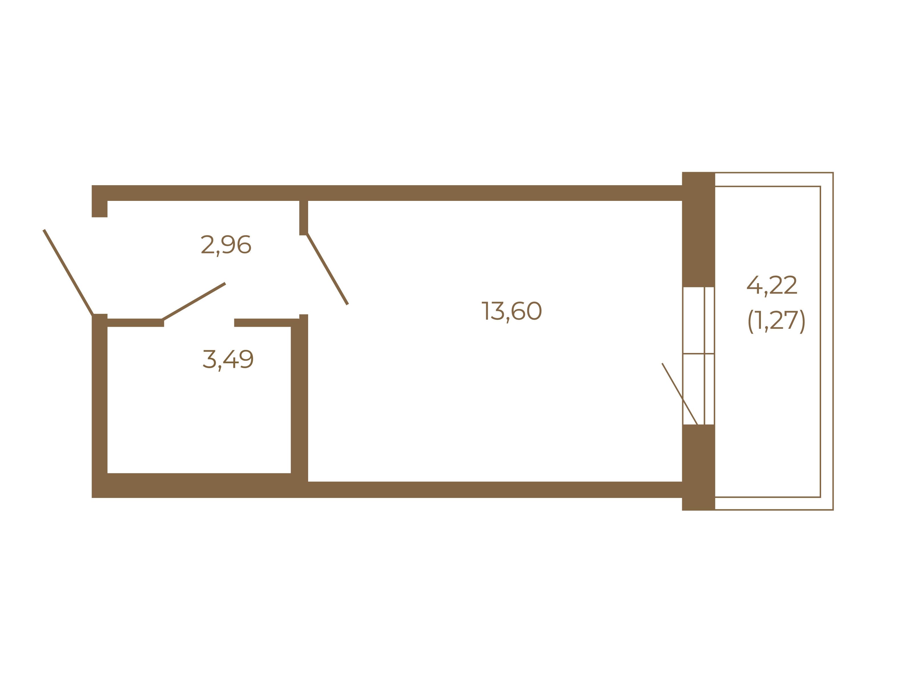 Планировка: Студия 21.32 м² в новостройке Новая история
