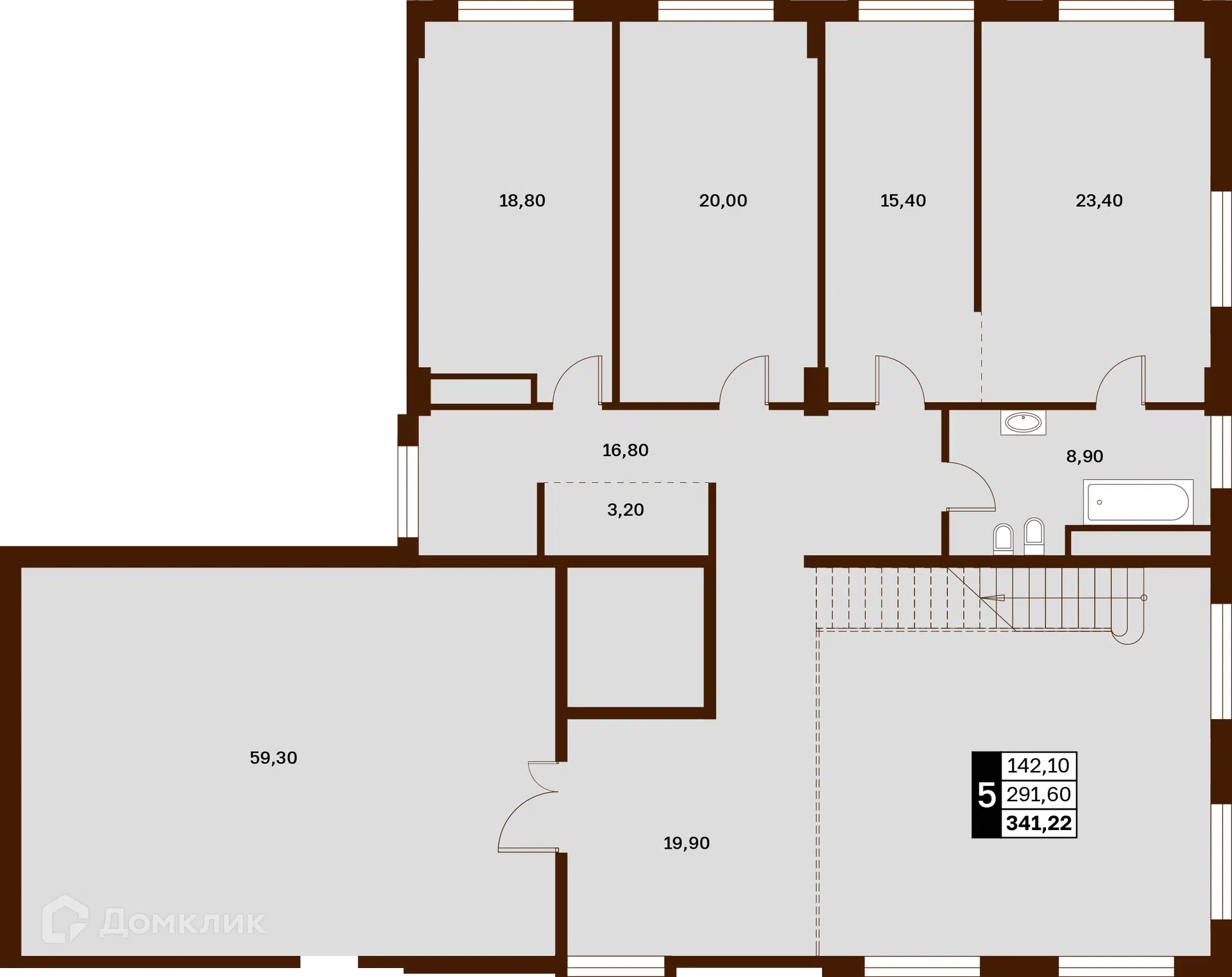 Планировка: 5-комн. квартира 341.22 м² в новостройке Аксис Патриот