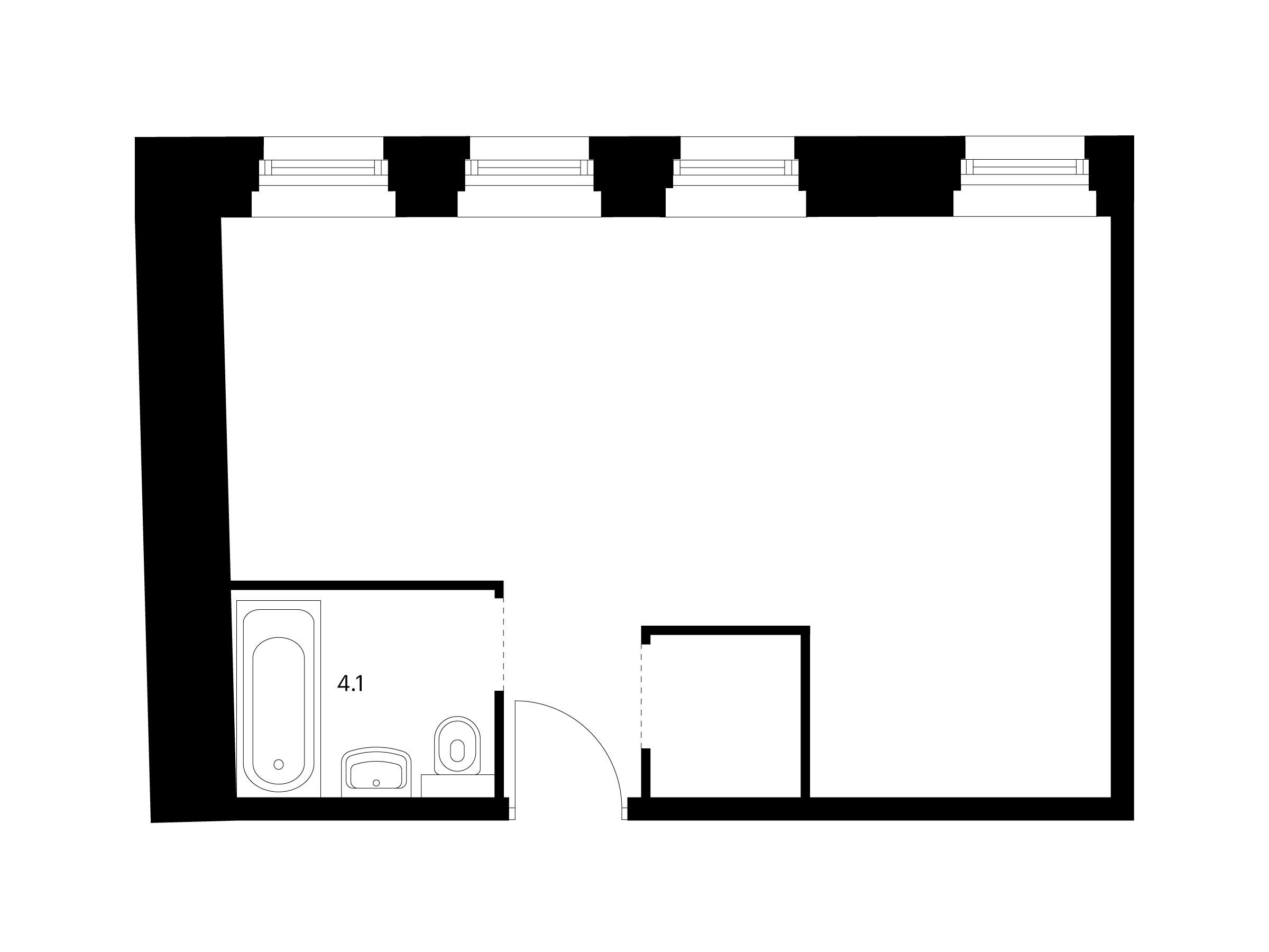 Планировка: 1-комн. квартира 37.90 м² в новостройке Кантемировская 11