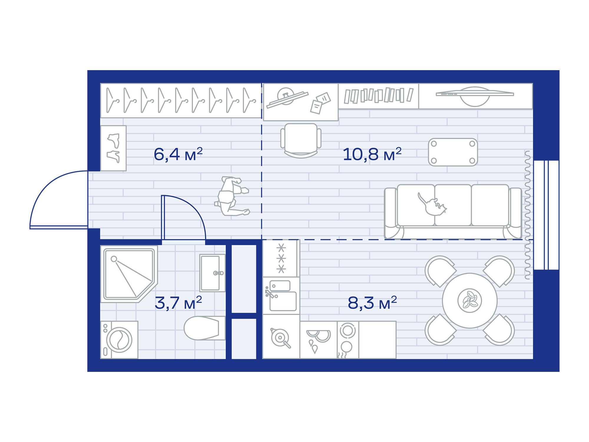 Планировка: Студия 29.20 м² в новостройке Аристов Берег