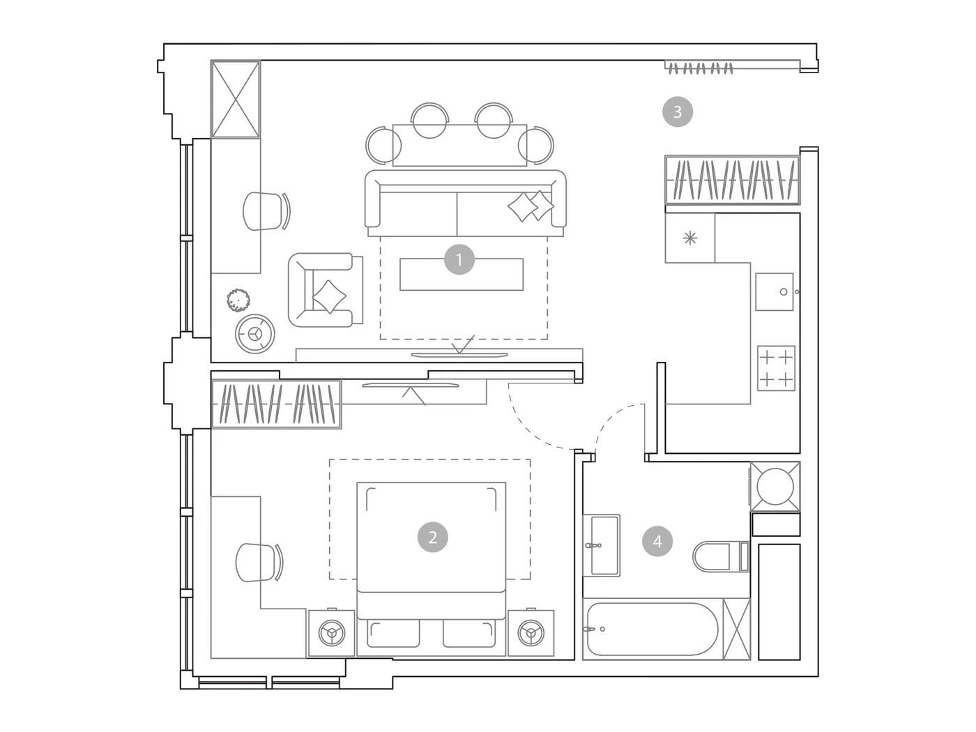 Планировка: 2-комн. квартира 49.30 м² в новостройке Вэри на Миклухо-Маклая