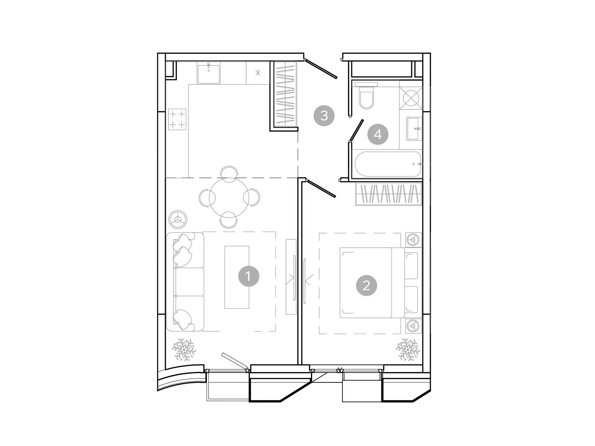 Планировка: 2-комн. квартира 46.00 м² в новостройке Уно.Соколиная гора