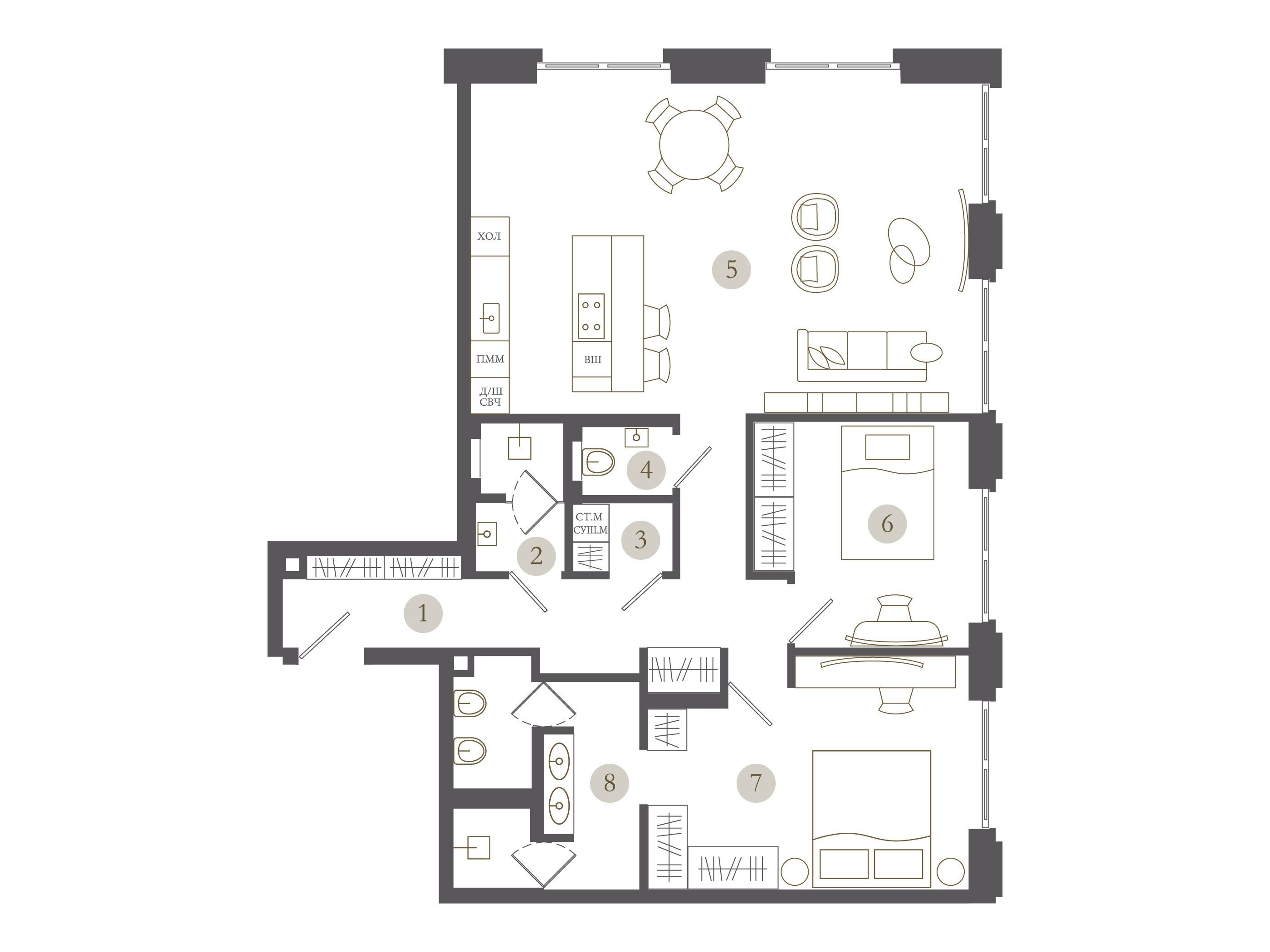 Планировка: 1-комн. квартира 93.70 м² в новостройке Тургенев