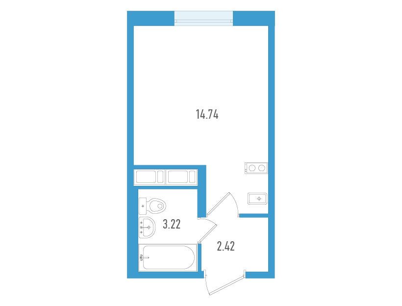 Планировка: Студия 20.38 м² в новостройке ЖК Старлайт