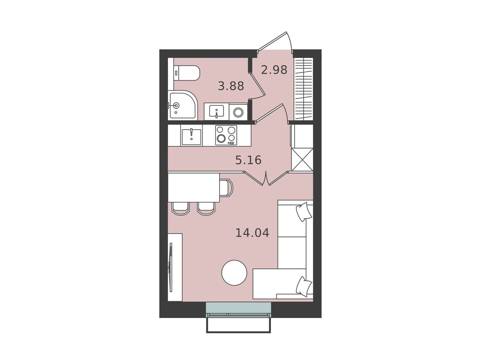 Планировка: Студия 26.06 м² в новостройке Мишино-2