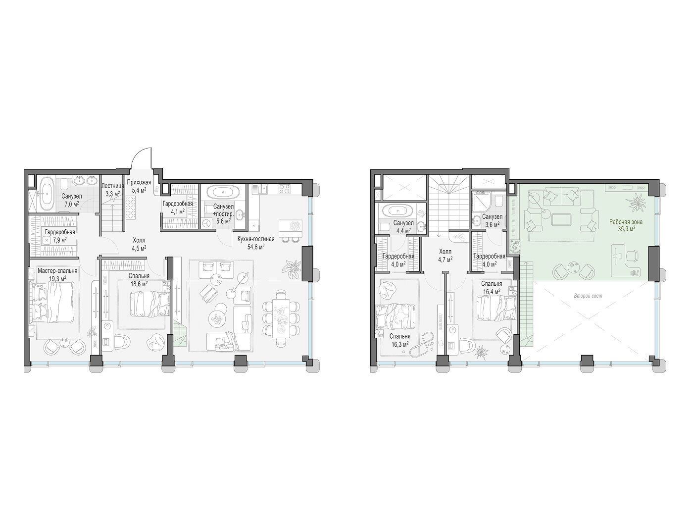 Планировка: 4-комн. квартира 133.30 м² в новостройке Палашёвский 11