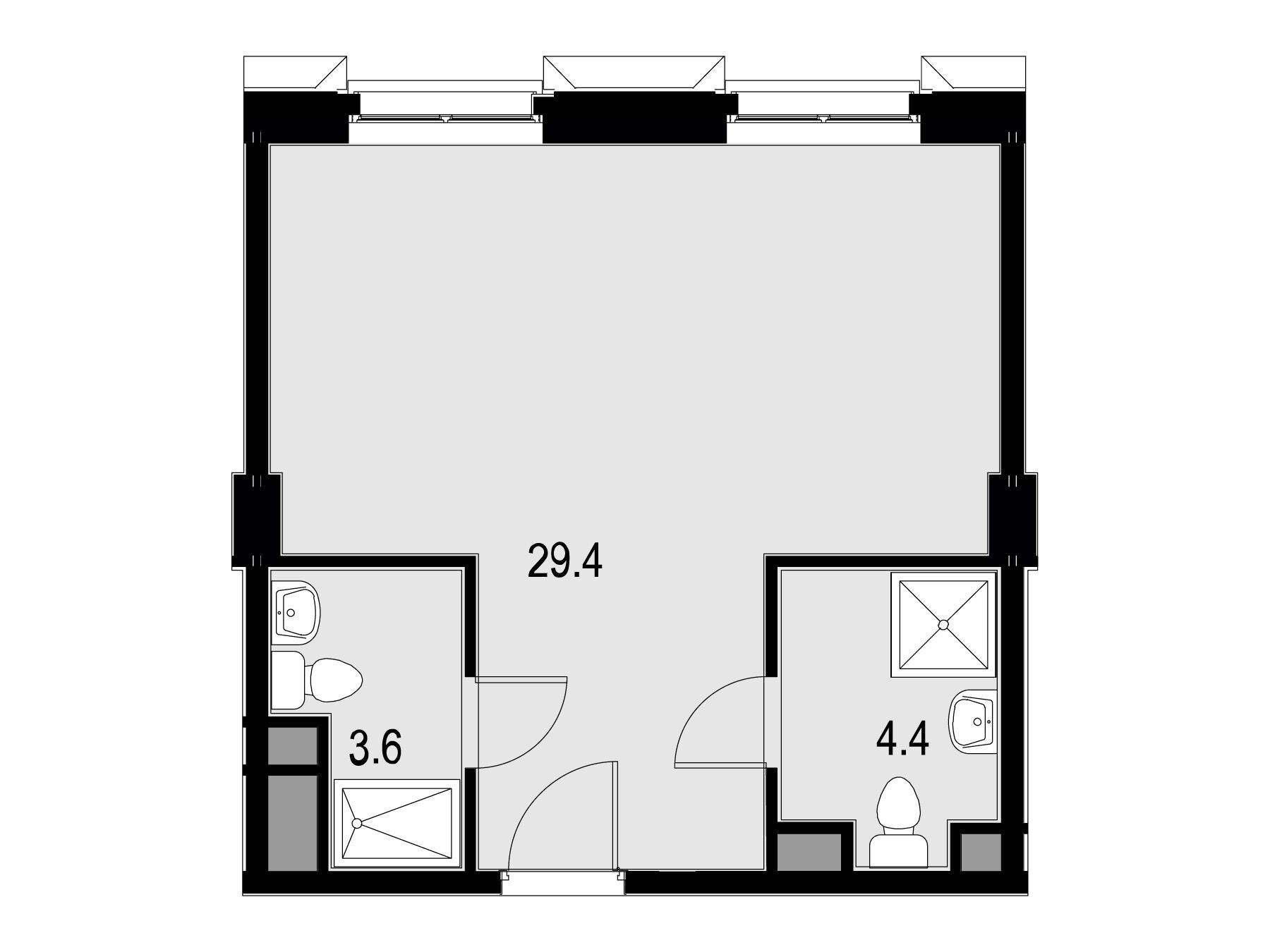 Планировка: 1-комн. квартира 38.70 м² в новостройке Wellton SPA Residence