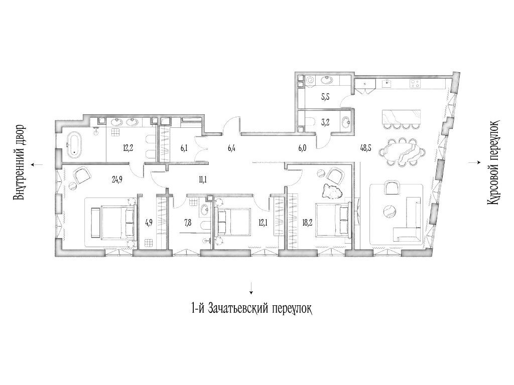Планировка: 4-комн. квартира 171.00 м² в новостройке Аннабелс