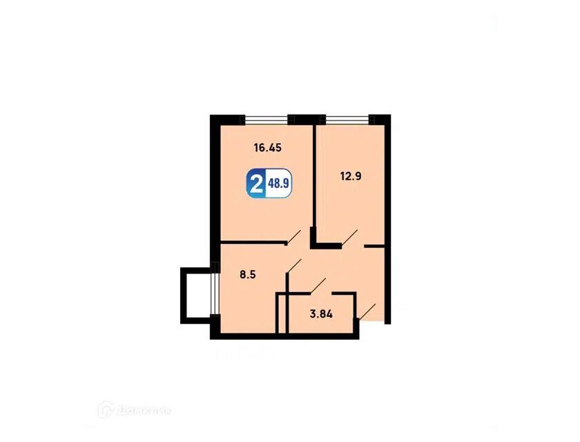 Планировка: 2-комн. квартира 48.90 м² в новостройке Истомкино Парк-2