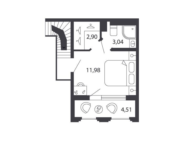 Планировка: 2-комн. квартира 57.26 м² в новостройке Шепилевский