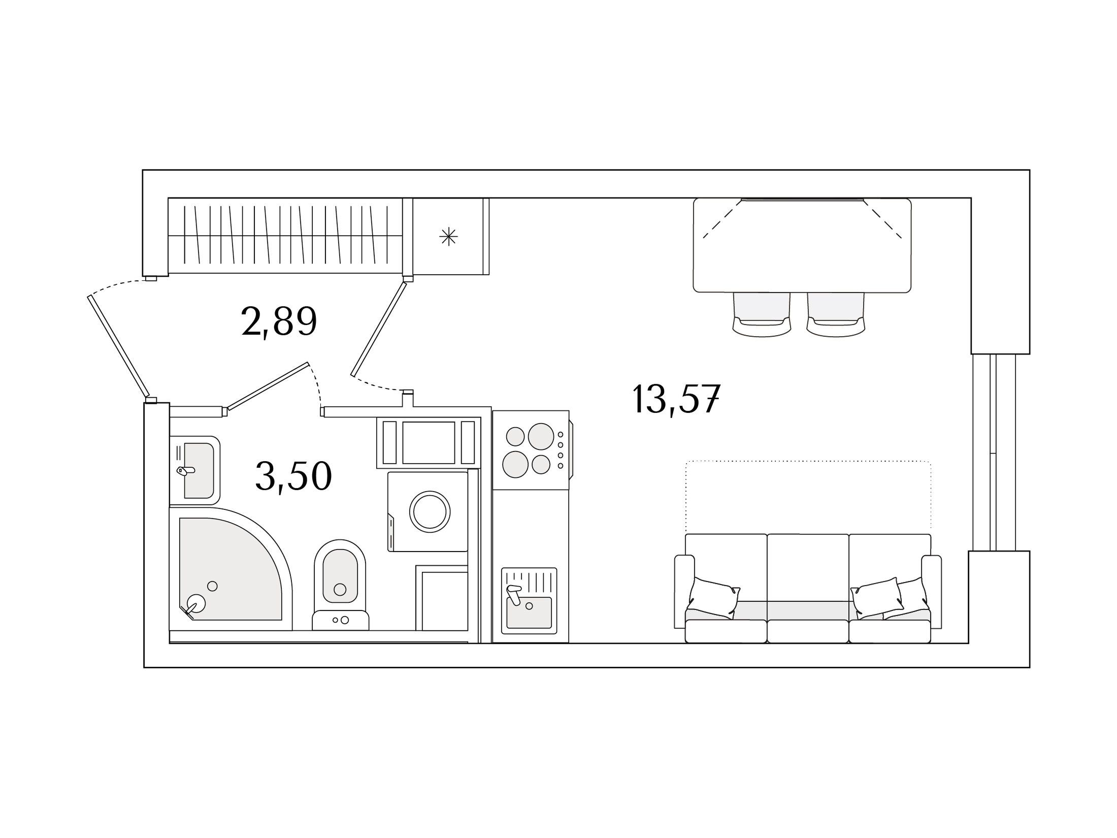 Планировка: Студия 19.96 м² в новостройке Кинопарк