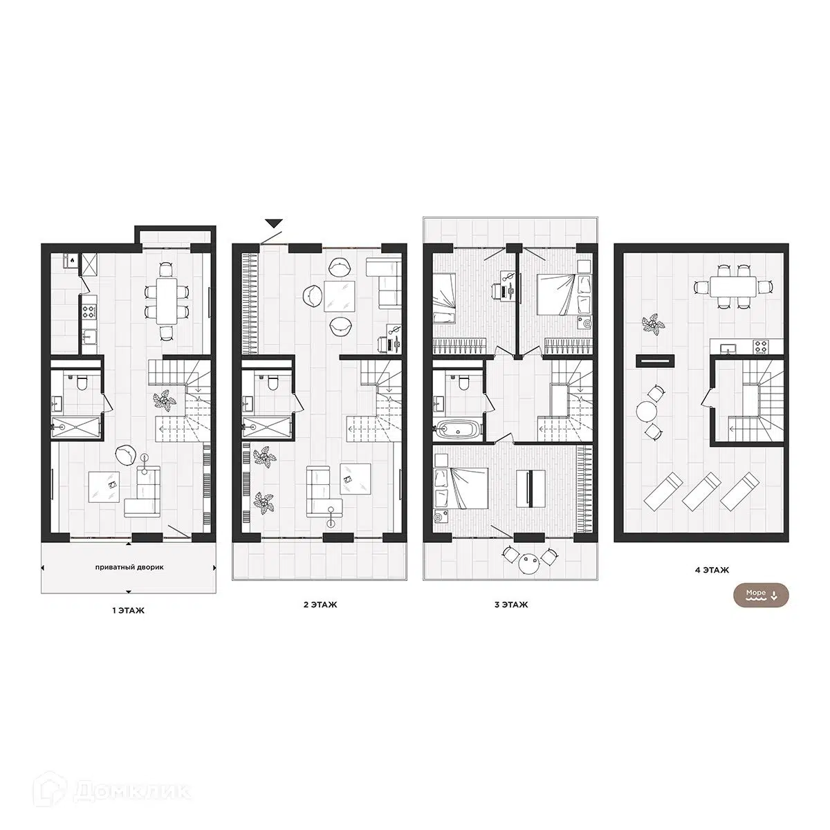 Планировка: 4-комн. квартира 270.70 м² в новостройке Миндаль