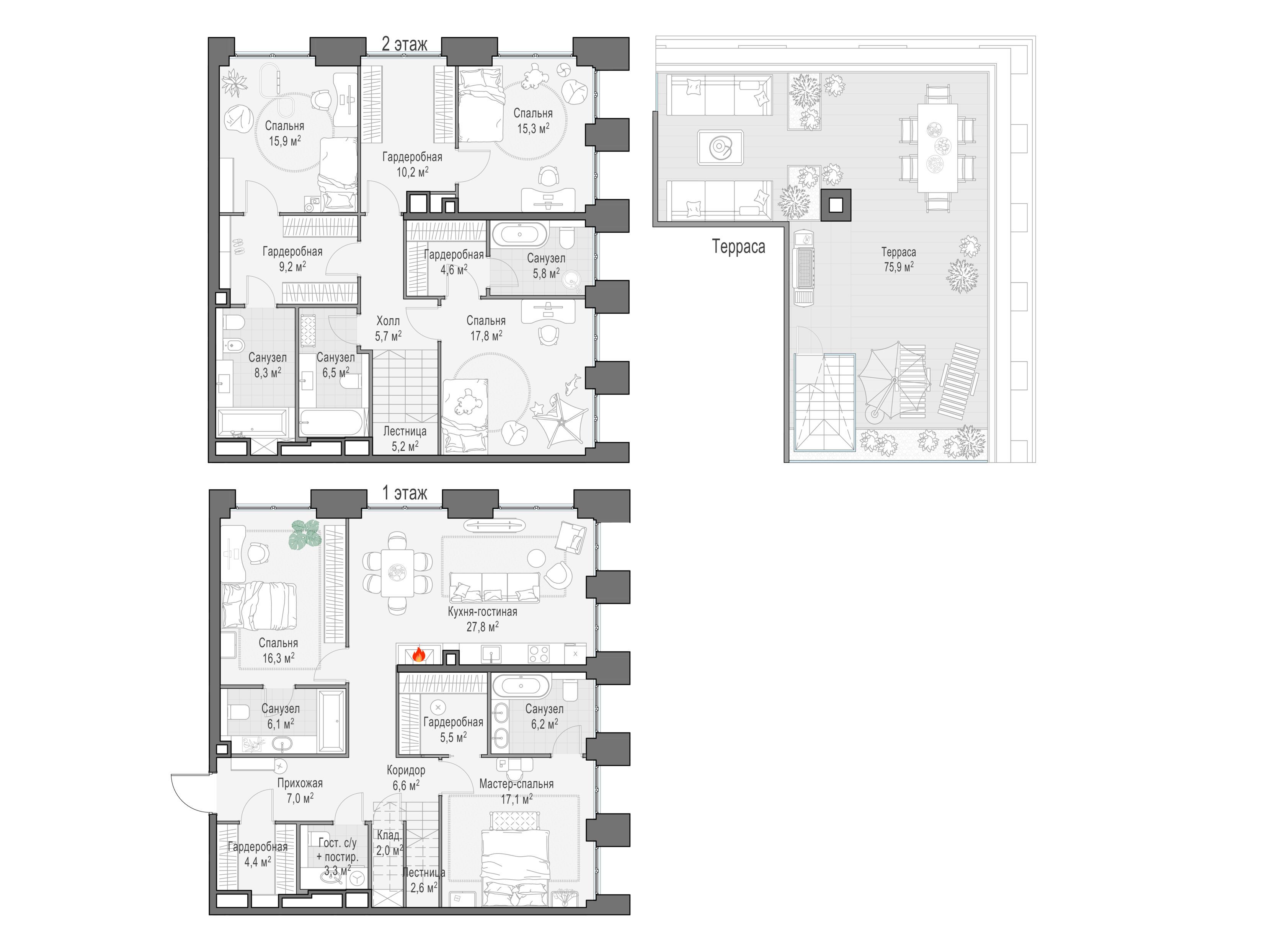 Планировка: 4-комн. квартира 209.30 м² в новостройке Лайф тайм