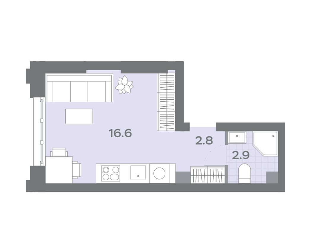 Планировка: Студия 22.40 м² в новостройке Дмитровское Небо