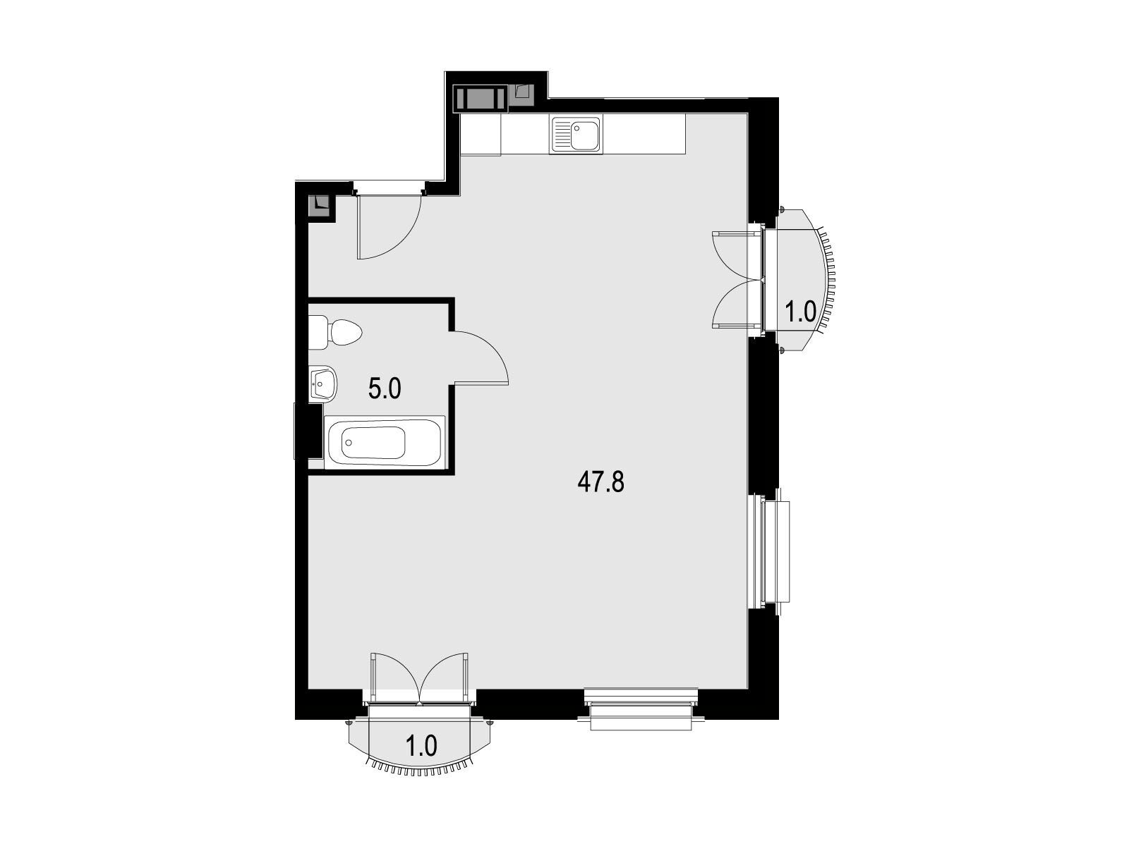 Планировка: 1-комн. квартира 54.80 м² в новостройке Велтон спа Резиденс