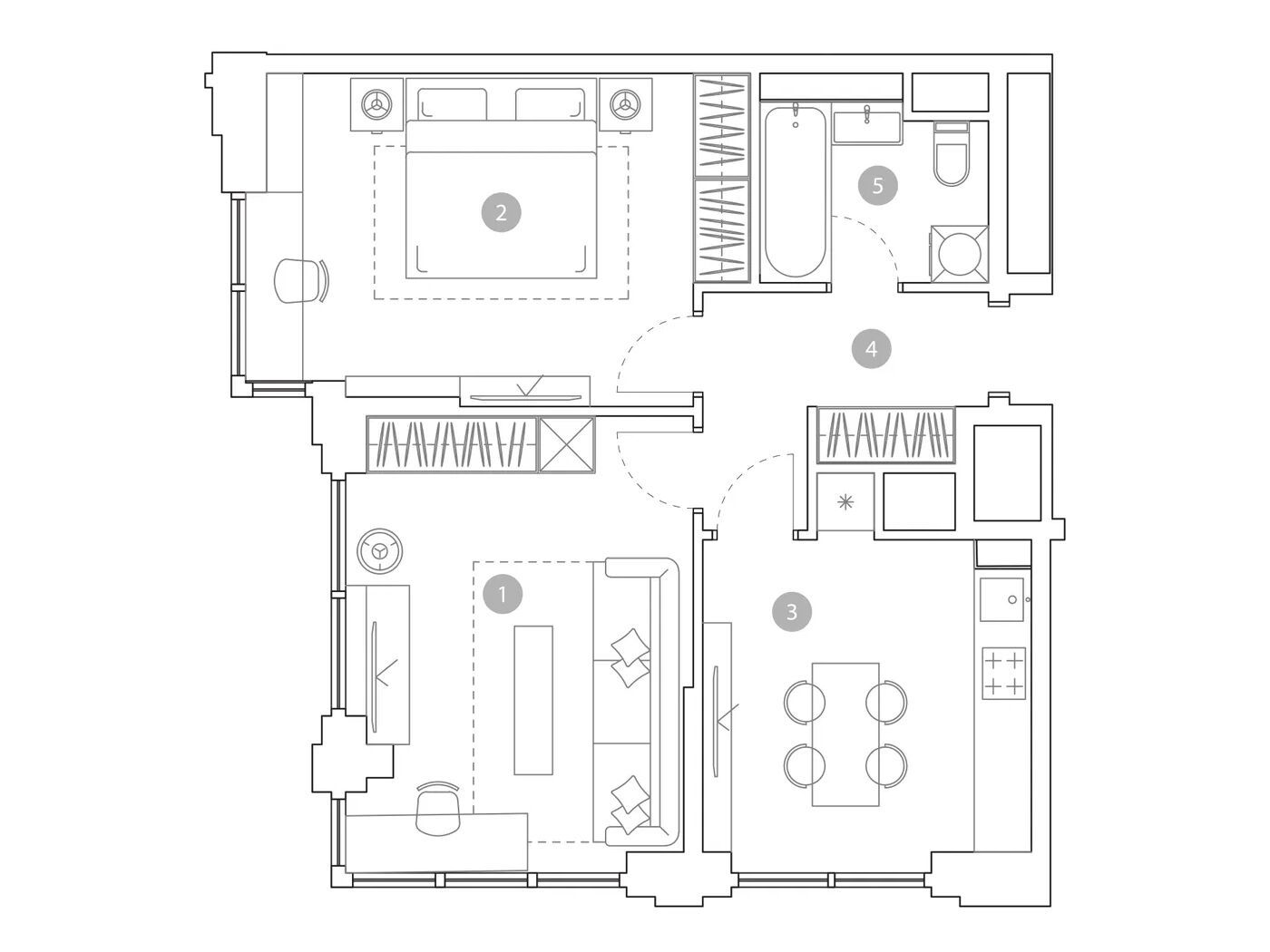 Планировка: 2-комн. квартира 57.10 м² в новостройке Вэри на Миклухо-Маклая