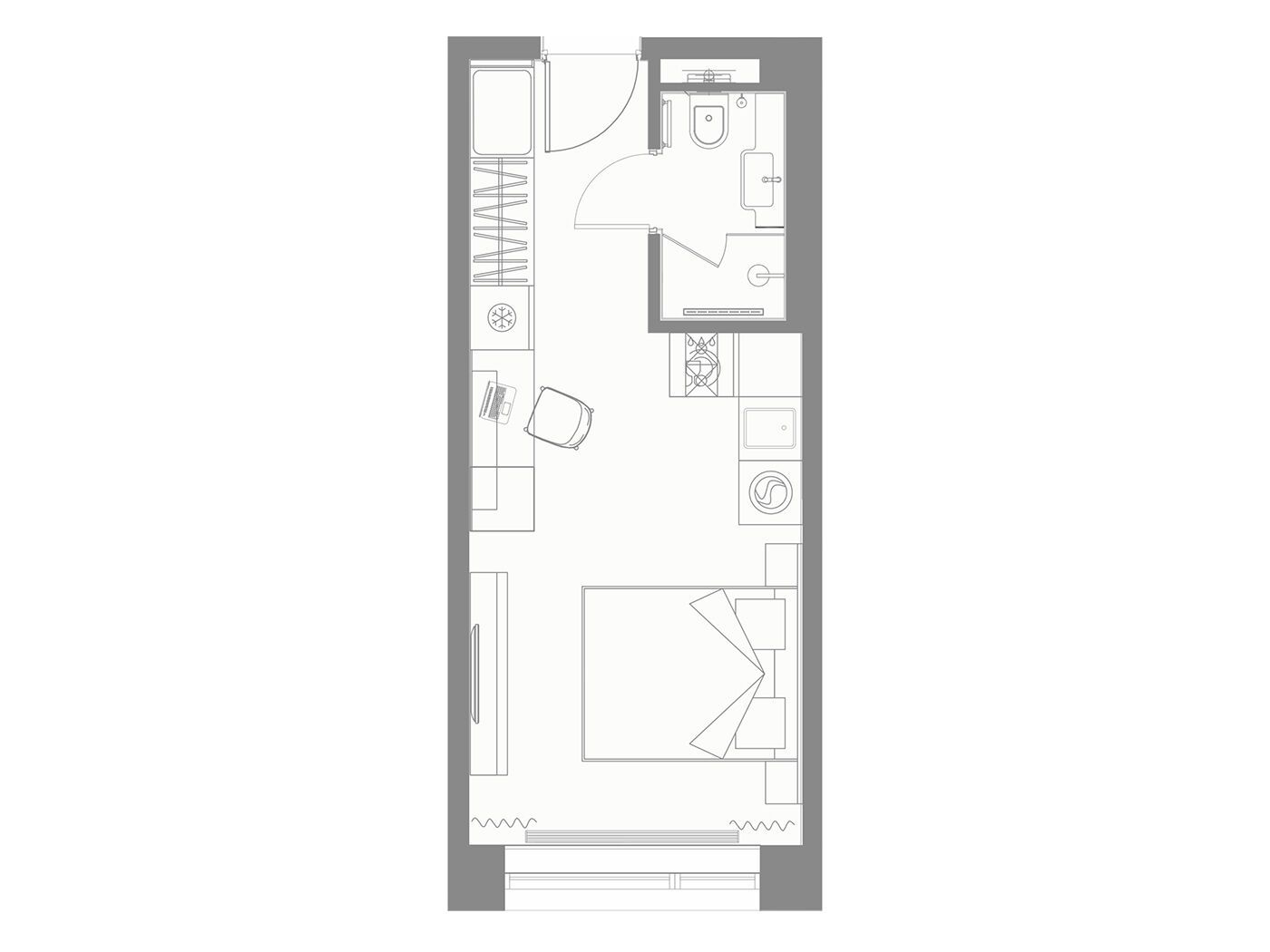 Планировка: Студия 21.84 м² в новостройке Йес Приморский