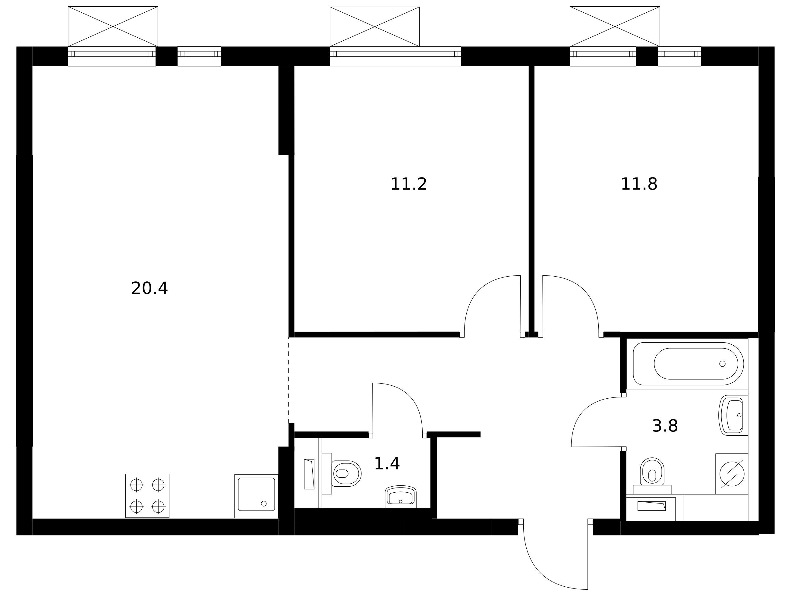 Планировка: 2-комн. квартира 57.20 м² в новостройке ЖК Кузьминский лес