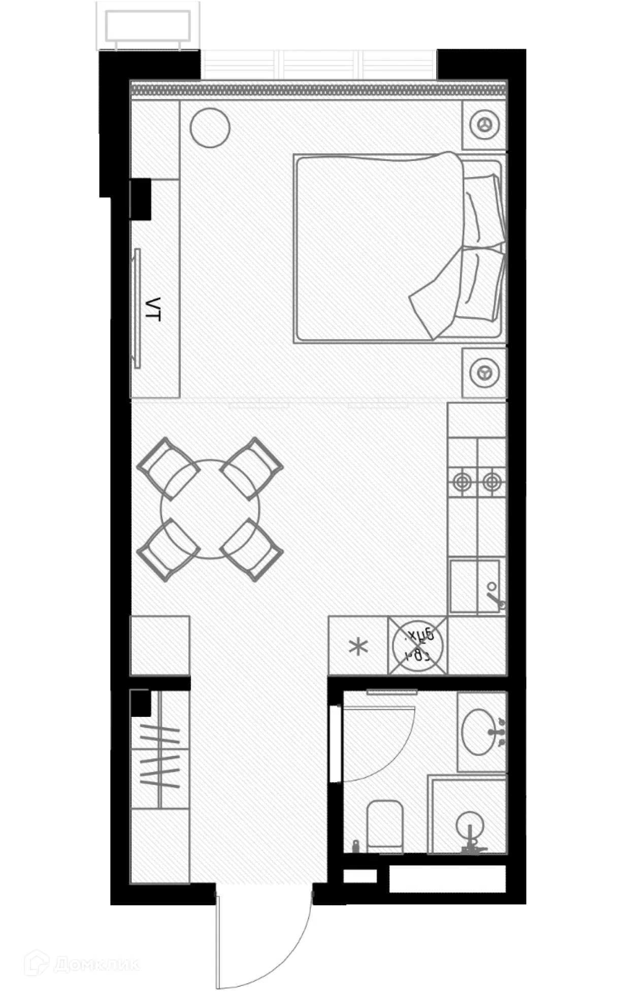 Планировка: Студия 30.10 м² в новостройке Оливия