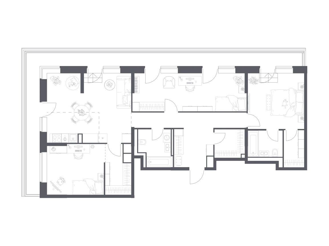 Планировка: 3-комнатная квартира 109.90 м² в новостройке Верейская 41