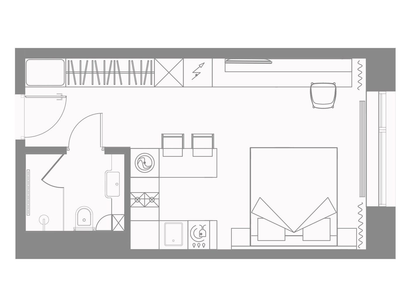 Планировка: 1-комн. квартира 26.55 м² в новостройке ЖК Йес Приморский