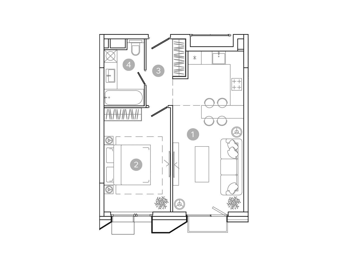 Планировка: 2-комн. квартира 45.30 м² в новостройке Уно.Соколиная гора