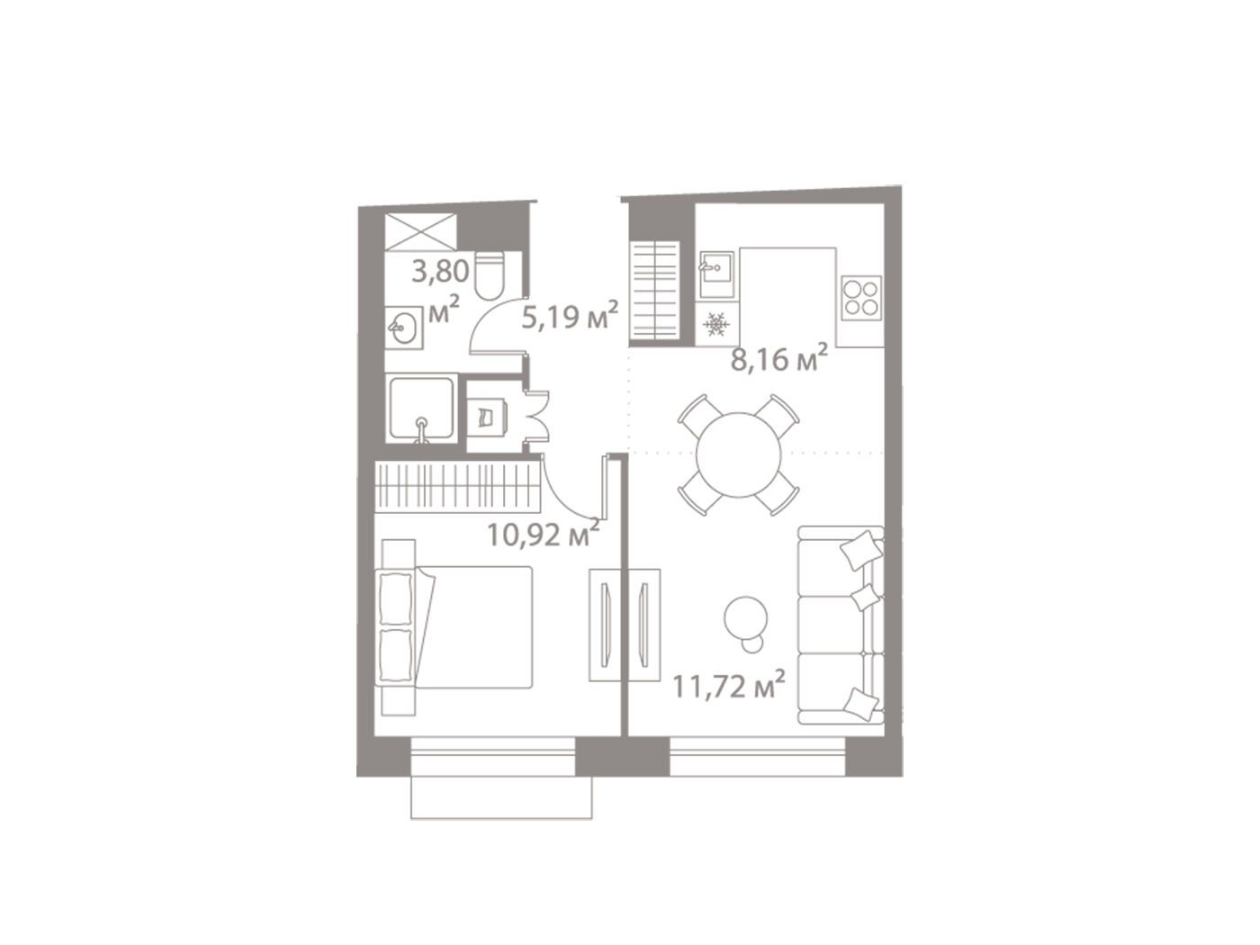 Планировка: 1-комн. квартира 39.79 м² в новостройке ЖК Лайф Варшавская