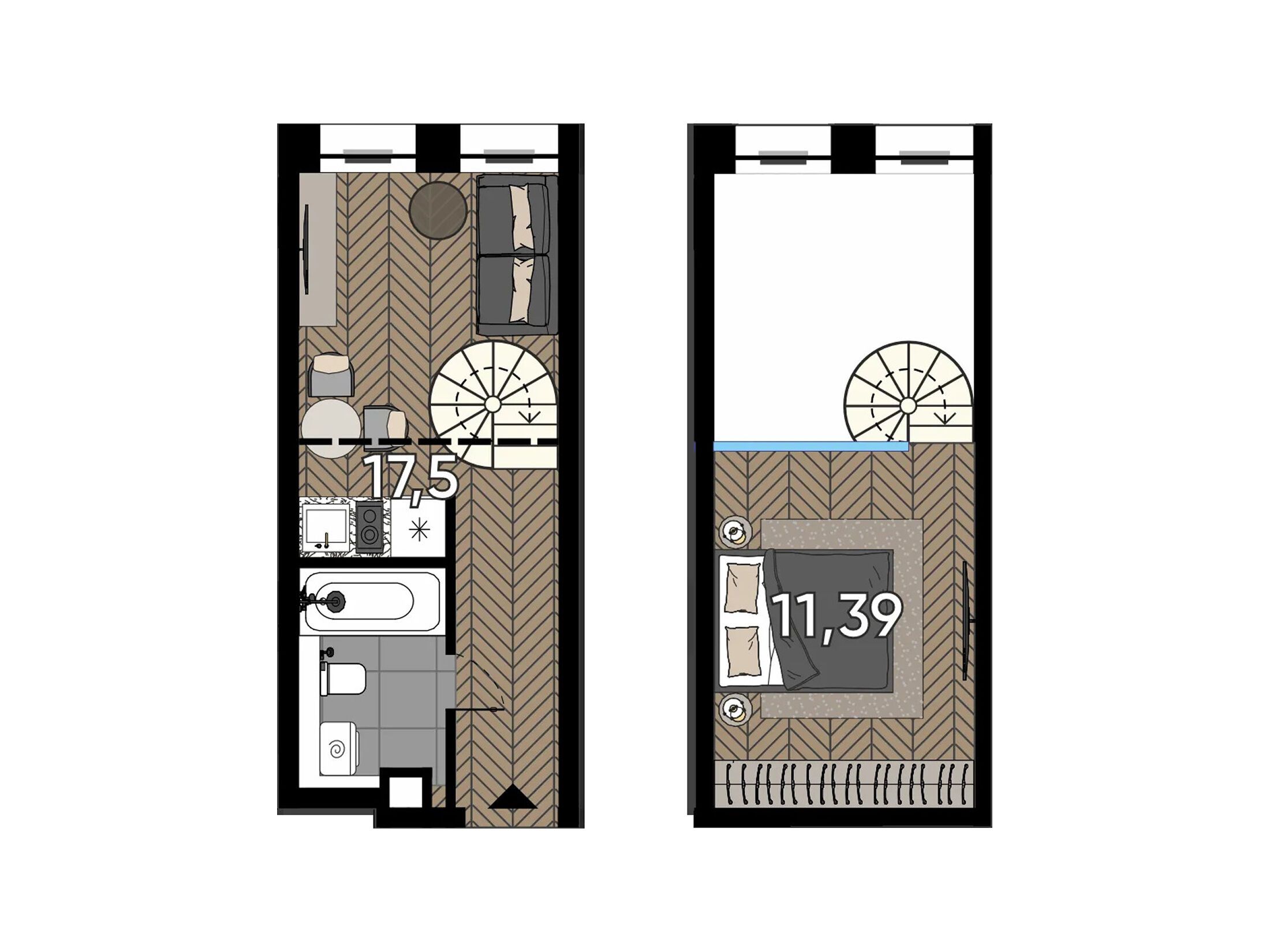 Планировка: Студия 17.50 м² в новостройке Зорге 9