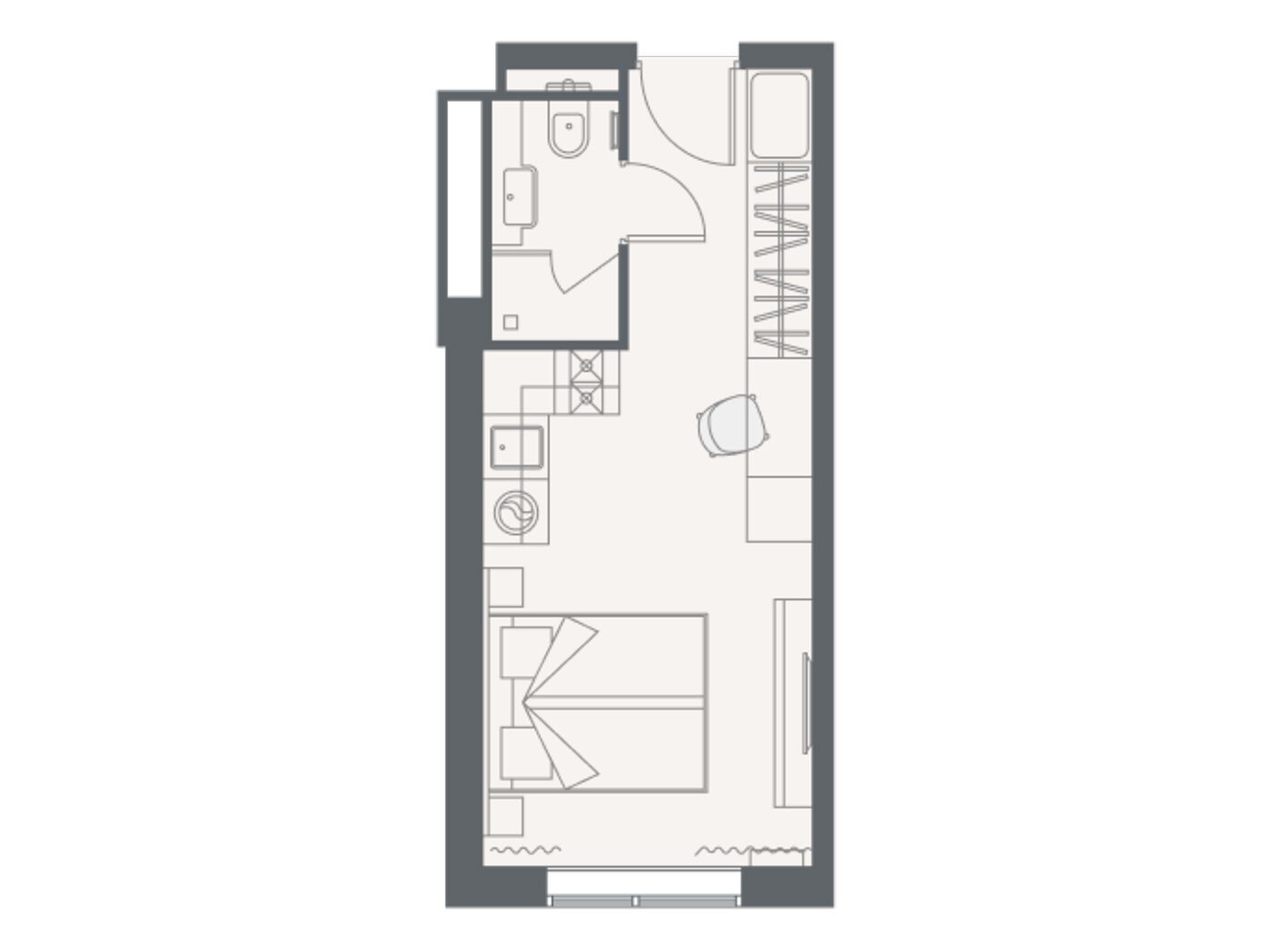 Планировка: Студия 22.57 м² в новостройке ЖК Йес Приморский