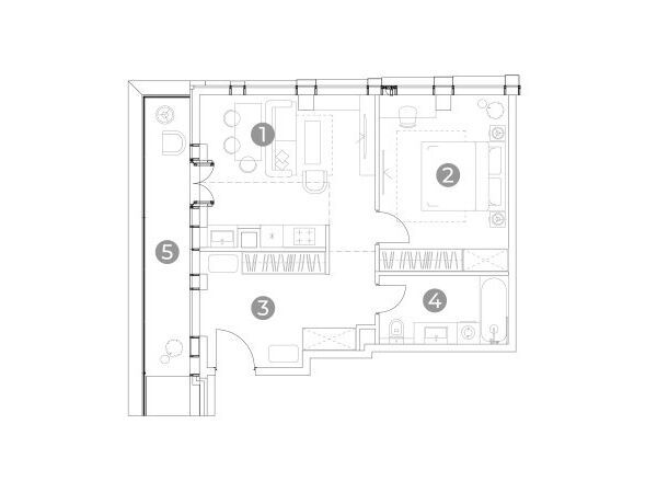Планировка: 2-комн. квартира 60.80 м² в новостройке Эмоушн