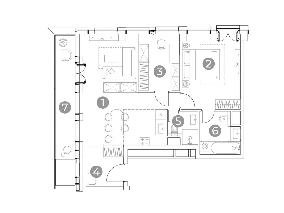 Планировка: 3-комн. квартира 73.00 м² в новостройке Эмоушн