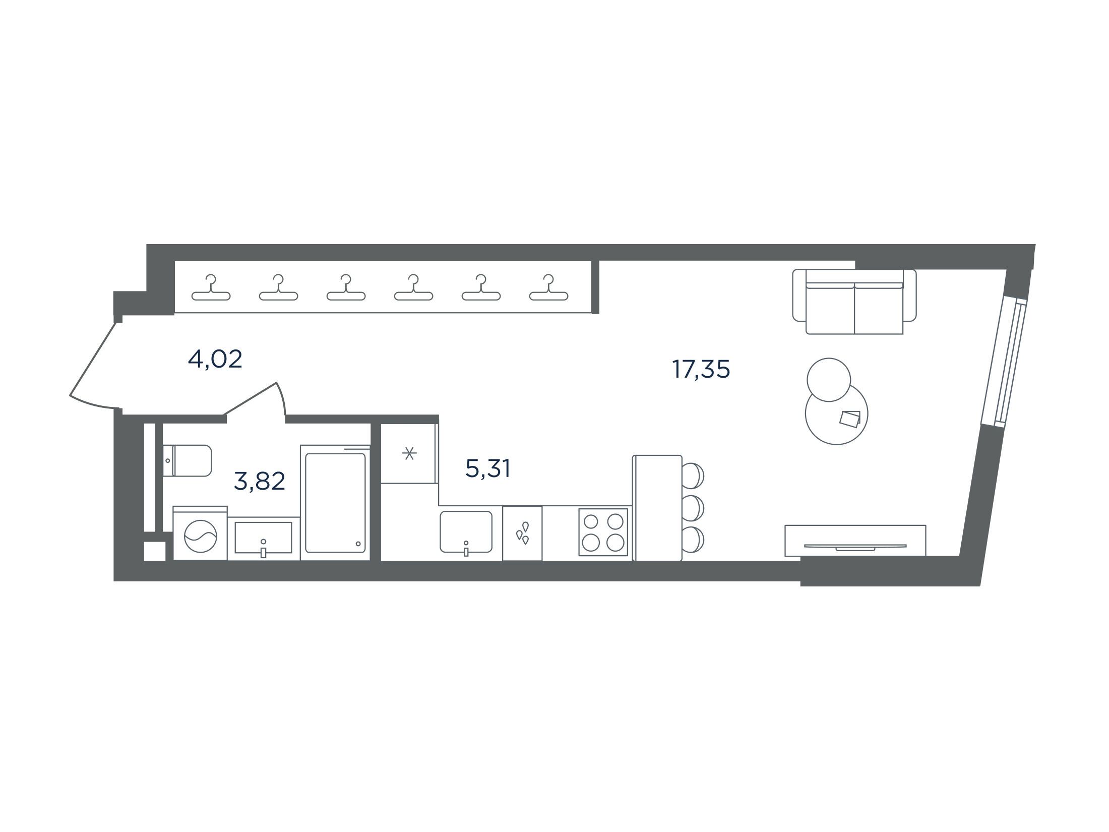 Планировка: 1-комн. квартира 30.50 м² в новостройке Сикрет Гарден
