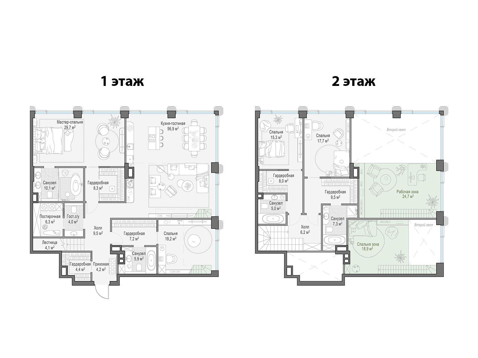Планировка: 4-комн. квартира 173.10 м² в новостройке Палашёвский 11