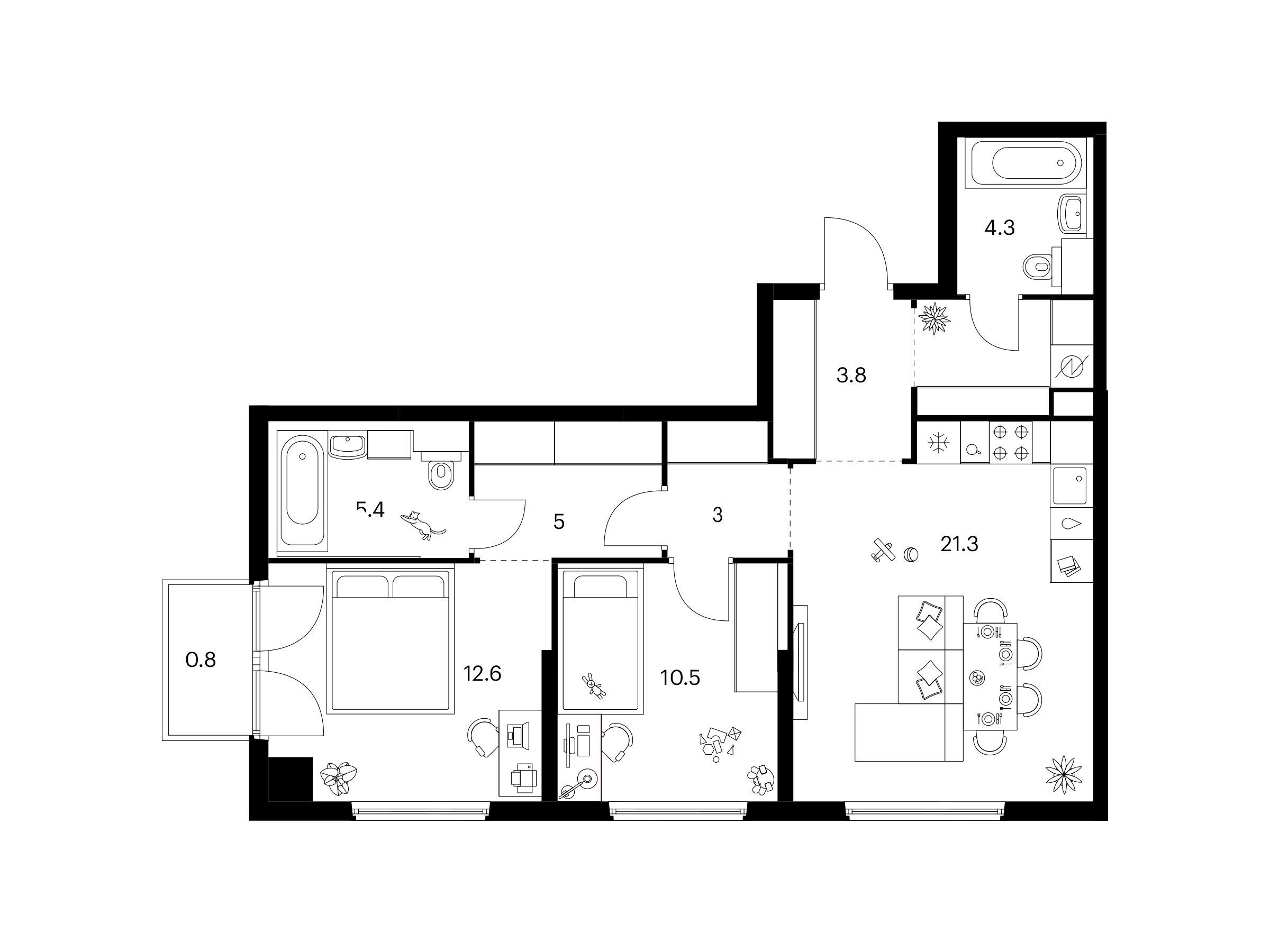 Планировка: 2-комн. квартира 71.00 м² в новостройке ЖК Кронштадтский 9