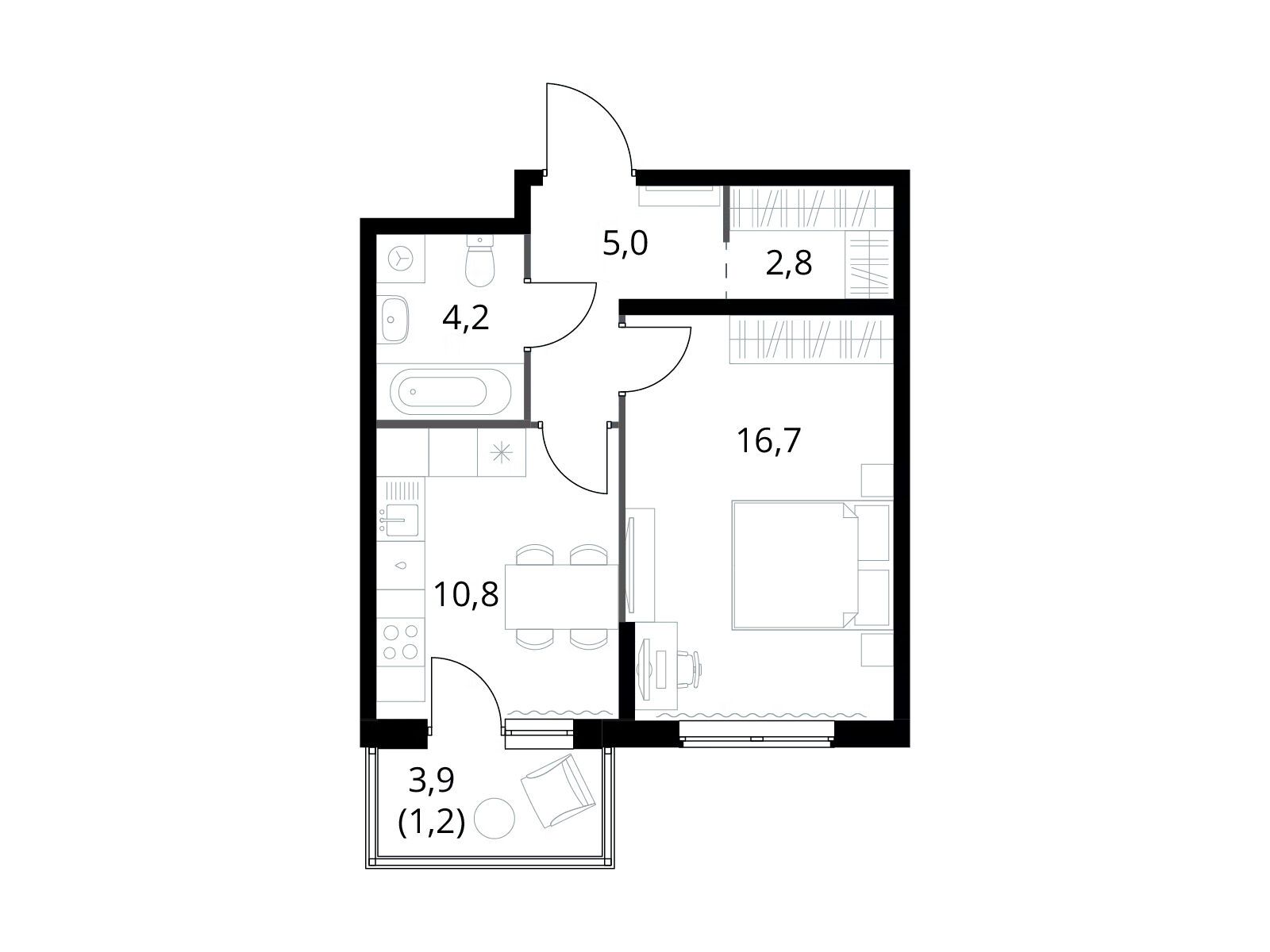 Планировка: 1-комн. квартира 40.70 м² в новостройке 1-й Измайловский